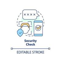 Security check concept icon. Web wallet. Data safety for personal mobile banking app abstract idea thin line illustration. Isolated outline drawing. Editable stroke vector