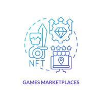 Games marketplaces blue gradient concept icon. Specified collections. NFT selling platform category abstract idea thin line illustration. Isolated outline drawing vector