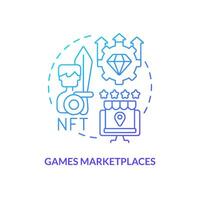 Games marketplaces blue gradient concept icon. Specified collections. NFT selling platform category abstract idea thin line illustration. Isolated outline drawing vector