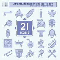 Icon Set American Indigenous. related to Primitive symbol. two tone style. simple design editable. simple illustration vector