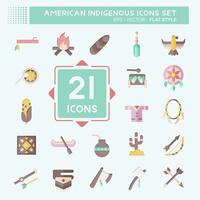 Icon Set American Indigenous. related to Primitive symbol. flat style. simple design editable. simple illustration vector