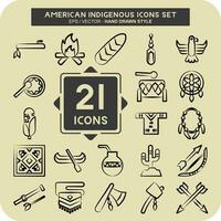 Icon Set American Indigenous. related to Primitive symbol. hand drawn style. simple design editable. simple illustration vector