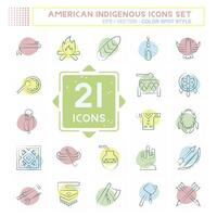 Icon Set American Indigenous. related to Primitive symbol. Color Spot Style. simple design editable. simple illustration vector