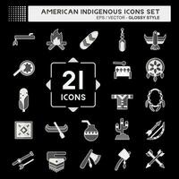 Icon Set American Indigenous. related to Primitive symbol. glossy style. simple design editable. simple illustration vector