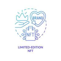 Limited edition NFT blue gradient concept icon. Brand value. Unique collectibles. Promising trend abstract idea thin line illustration. Isolated outline drawing vector