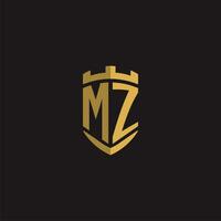 Initials MZ logo monogram with shield style design vector