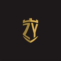 Initials ZY logo monogram with shield style design vector