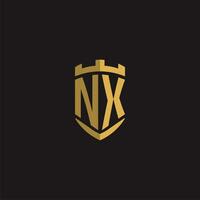 Initials NX logo monogram with shield style design vector