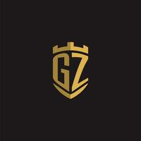iniciales gz logo monograma con proteger estilo diseño vector
