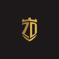 Initials ZD logo monogram with shield style design vector