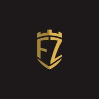 iniciales fz logo monograma con proteger estilo diseño vector