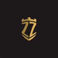 Initials ZZ logo monogram with shield style design vector