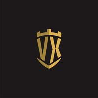 Initials VX logo monogram with shield style design vector