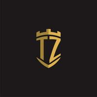 Initials TZ logo monogram with shield style design vector