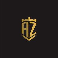 Initials AZ logo monogram with shield style design vector