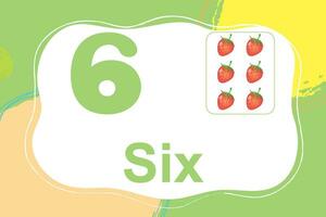 french numbers colorful Counting Fruit 6 vector