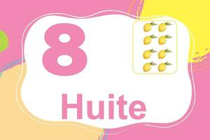 french numbers colorful Counting Fruit 8 vector