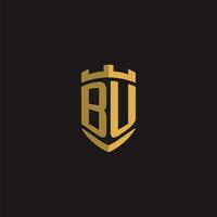 Initials BU logo monogram with shield style design vector