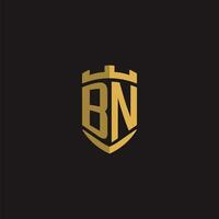 Initials BN logo monogram with shield style design vector