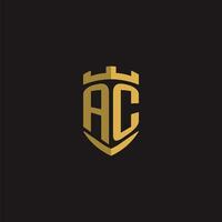 Initials AC logo monogram with shield style design vector