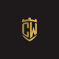 Initials CW logo monogram with shield style design vector