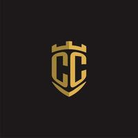 Initials CC logo monogram with shield style design vector