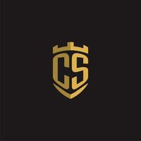 Initials CS logo monogram with shield style design vector