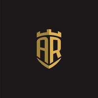 Initials AR logo monogram with shield style design vector