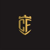 Initials CF logo monogram with shield style design vector