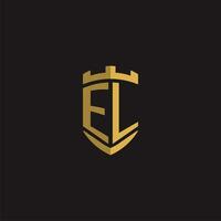 Initials EL logo monogram with shield style design vector