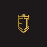 Initials EI logo monogram with shield style design vector