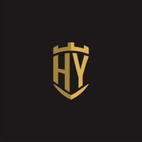 Initials HY logo monogram with shield style design vector