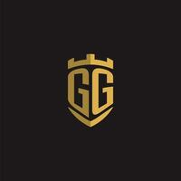 iniciales gg logo monograma con proteger estilo diseño vector