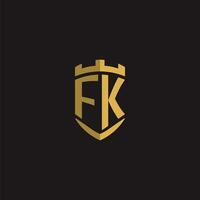 Initials FK logo monogram with shield style design vector