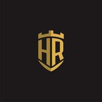 Initials HR logo monogram with shield style design vector