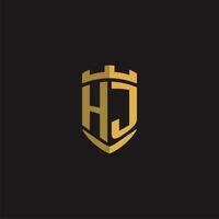 Initials HJ logo monogram with shield style design vector