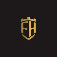 Initials FH logo monogram with shield style design vector