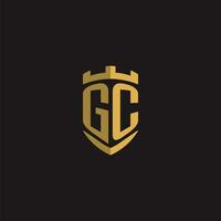 Initials GC logo monogram with shield style design vector