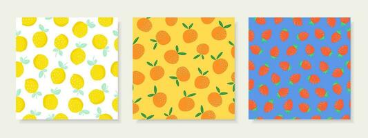 Seamless patterns, hand-drawn in fruits style used for fabric, textile, print, background and decorative wallpaper vector