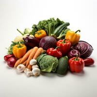 Fresh vegetables on white background photo