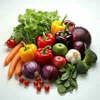 Fresh vegetables on white background photo