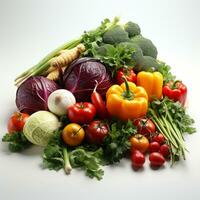 Fresh vegetables on white background photo