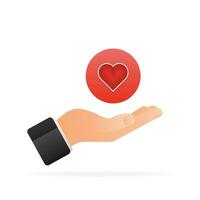 Flat like comment for web background design. Social media like heart icon with hand. Comment sign symbol. Vector illustration