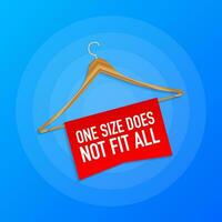 One size does not fit all labels. Banner for clothes. Vector illustration.