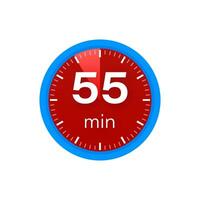 The 55 minutes, stopwatch vector icon. Stopwatch icon in flat style on a white background. Vector stock illustration.