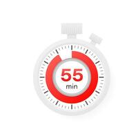 The 55 minutes timer. Stopwatch icon in flat style. vector