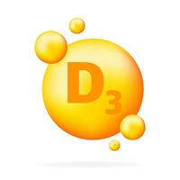 Vitamin D3. Niacin vitamin drop pill capsule icon. vector