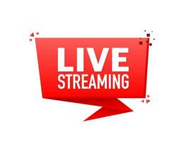 Live streaming banner in flat style on white background. Play video. Web media. Vector illustration.