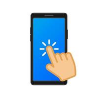 Tap on smartphone. Communication icon symbol. Pointer icon symbol. Finger click vector