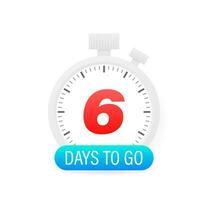 Six days to go timer icon on white background. vector